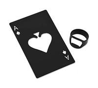 SCSpecial Bottle Opener Ring and Ace Poker Shaped Cap Opener Lightweight Stainless Steel Credit Card Size Beer Soda Bottle Opener Bar Party Supplies