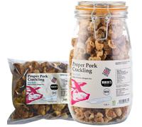 SCT Proper Pork Crackling 1.5L Glass Jar + 1.5L Refill Bundle - 11 Flavours Available - Keto, Gluten & Allergen Free, Low Carb, High Protein - Handmade in Britain (Classic Sea Salt)