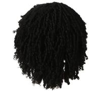 Sctecoau 1 PCS Africa Hollow Dirty Braided Wig Short Curly Hair Black Chemical Fiber Dirty Braided Wig Dreadlock Wigs for Women