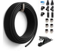 Sctihwelire PU Air Tubing Kit 1/4in OD x 1/6in ID - 39.4ft Black Flexible Hose with Push to Connect Fittings, Tube Cutter - Pneumatic Air Line Kit for Compressor, Air Tools, Laser Assist