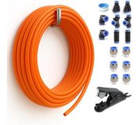 Sctihwelire PU Air Tubing Kit 1/4in OD x 1/6in ID - 39.4ft Red Flexible Hose with Push to Connect Fittings, Tube Cutter - Pneumatic Air Line Kit for Compressor, Air Tools, Laser Assist