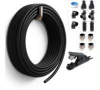 Sctihwelire PU Air Tubing Kit 6mm OD x 4mm ID - 32.8ft Black Flexible Hose with Push to Connect Fittings, Tube Cutter - Pneumatic Air Line Kit for Compressor, Air Tools, Laser Assist