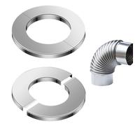 Sctmda Rosette Stainless Steel 2 Pieces Rosette Stove Pipe 100 mm Rosette Flue Rosette Cover Split Stainless Steel Cover Rosette for Pipes Taps Thermal Pipes