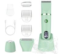 Scttomon Electric Lady Shaver for Women Painless Electric Razor Bikini Trimmer Facial Hair Removal Body Hair Trimmer for Face Legs Underarm Pubic Hair Wet and Dry Flawless 3 in 1 Green