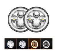 SCUASKJ 2 Piece Headlamp 7 Inch Led Headlight Hi/Low H4 Halo Angle Eyes DRL For F 150 1976 For Mustang 1965-1978 Headlight(40w Halo Lamp Silver)