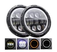 SCUASKJ 2x Car 7 Inch Led Headlight Hi/Low H4 Halo Angle Eyes DRL Headlamp For F 150 1976 For Mustang 1965-1978 Headlight(80w Halo Black a)