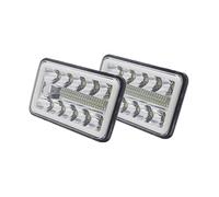 SCUASKJ 4x6 Inch LED Headlight DRL H4651 H4652 H4656 H4666 H6545 Headlamp For For Mustang 1979-1986 For Probe 1993-1997 Headlight(2 Piece Chrome b)