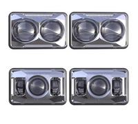 SCUASKJ DOT Approved 60w 4x6 Inch LED Headlights For H4651 H4652 H4656 H4666 H6545 For Mustang 1979-1986 For Probe 1993-1997 Headlight(Set2 silver 4 Piece)