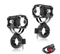 SCUASKJ Motorcycle Turn Signal For Motorcycle Projection LED Headlight Lens Bi-color Auxiliary Spotlight Red Flashing Warning Light