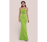 Scuba Crepe Bandeau Rose Maxi Dress Goddiva Lime 18