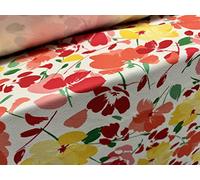 Scuba Crepe Stretch Spandex Double Jersey Fabric, per metre - Floral Print - Yellow & Pink