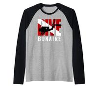 Scuba Dive Bonaire Diver Down Flag Raglan Baseball Tee