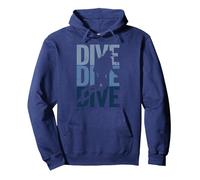 Scuba Dive Vintage Retro | Scuba Diving Pullover Hoodie, Adult Unisex, Navy Blue, XX-Large
