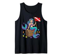 Scuba Diver Down Flag Mermaid Treasure Chest Ocean Diving Tank Top