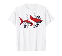 Scuba Diver Down Flag Shark Silhouette Vintage Ocean Diving T-Shirt
