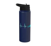 Scuba Diver Heartbeat Deep Diving EKG Pulseline Snorkel Dive Stainless Steel Insulated Water Bottle