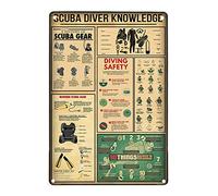 Scuba Diver Knowledge Posters Diving Safety Metal Signs Science Guide Room Club Farm Wall Decor 12x16 Inches