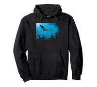 Scuba Diver Ocean Scene Underwater Reef Silhouette Pullover Hoodie