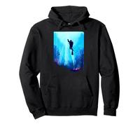 Scuba Diver Ocean Scene Underwater Reef Silhouette Pullover Hoodie