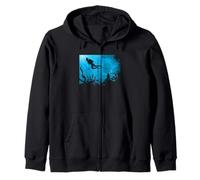 Scuba Diver Ocean Scene Underwater Reef Silhouette Zip Hoodie