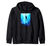 Scuba Diver Ocean Scene Underwater Reef Silhouette Zip Hoodie