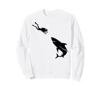 Scuba Diver Shark Encounter Sea Exploring Ocean Life Diving Sweatshirt