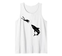 Scuba Diver Shark Encounter Sea Exploring Ocean Life Diving Tank Top