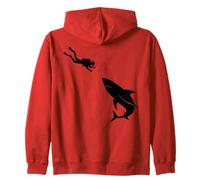 Scuba Diver Shark Encounter Sea Exploring Ocean Life Diving Zip Hoodie
