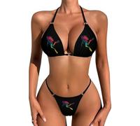 Scuba Diver Silhouette Colorful Diving Bikini Set for Women Sexy Triangle Bathing Suit Low Rise Thong 2 Piece Swimsuits S