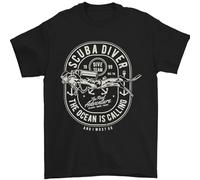Scuba Diver The Ocean is Calling Diving Mens T-Shirt Black XL