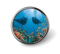 Scuba Divers Underwater Round Metal Badges Decorative Brooches