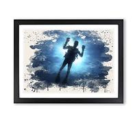 Scuba Diving 3 Modern FC Framed Print | A3 Black Framed Wall Art | Ready to Hang | Modern Nature Picture | Living Room Bedroom Lounge Office