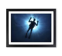 Scuba Diving 3 Modern Framed Print | A4 Black Framed Wall Art | Ready to Hang | Modern Nature Picture | Living Room Bedroom Lounge Office