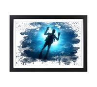 Scuba Diving 3 V3 Framed Print | A2 Black Framed Wall Art | Ready to Hang | Modern Nature Picture | Living Room Bedroom Lounge Office