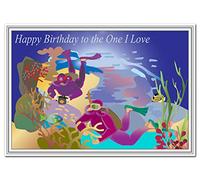 Scuba Diving Birthday Cards for him - Best Unusual Unique Cool - Boys Men Male (One I Love Birthday Card - Sea Diver theme)