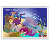 Scuba Diving Birthday Cards for him - Unusual Unique Cool - Boys Men Male (Happy Birthday Card - Sea Diver Theme)