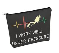 Scuba Diving Cosmetic Bag Scuba Diving Lover Gift I Work Well Under Pressure Make up Zipper Pouch Bag for Scuba Diver (I Work Well)