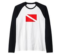 Scuba Diving Diver Down Flag Raglan Baseball Tee