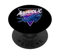 Scuba Diving Diver Retro Vintage 80s 90s Aquaholic PopSockets Adhesive PopGrip
