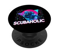 Scuba Diving Diver Retro Vintage 80s 90s Scubaholic PopSockets Adhesive PopGrip
