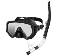 Scuba Diving Diver with Snorkel and Glasses, Adult Dry Dry Snorkel - Anti-Fog Panoramic View View Scuba Diving Face Cover Adult | Silicone Training Equipment for Natural Breathing