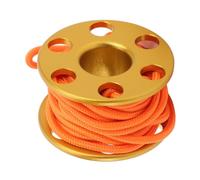 Scuba Diving Finger Reel, Aluminum Alloy Mini Finger Spool Dive Reel Pendant with Glow in The Dark Nylon Guide Line for Underwater Cave Diving Snorkeling (Gold)