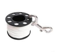 Scuba Diving Finger Spool Reel with 90mm 2 Hook Snap, Smooth Operation Compact Folding for Underwater Line Management, Available in 15M/30M/50M Lengths for Divers(50m)