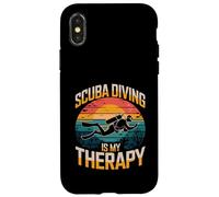 Scuba Diving Is My Therapy Vintage Ocean Sunset Case for iPhone X/XS