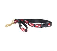 Scuba Diving Lanyard with Brass Buckle Nylon Webbing 316 Stainless Steel Swivel Hook - Adaptable 13-15.4 in Quick-Release for Fins Mask Lights Camera Gear (Black/Red/White)