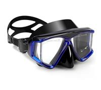Scuba Diving Mask, Pano 4 Swim Mask Anti Fog Swim Goggles with Nose Cover for Adult Professional Snorkeling Mask with Tempered Glass for Snorkeling, Diving and Swimming (Blue)