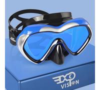 Scuba Diving Mask Panoramic HD Snorkel Goggles, Anti-Fog Swim Mask Adult Youth Dive Mask Swim Goggles wIith Nose Cover for Diving, Snorkeling, Swimming (Blue Frame-Blue Lens)