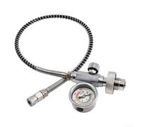 Scuba Diving Oxygen Cylinder Refill Station with 40MPA Gauge, 24 Inch Spring Loaded Hose, For G5/8 Thread Adapter for AIRs Tank Inflation, Black