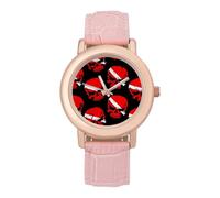 Scuba Diving Pirate Skulls Women's Wrist Watch Fashion Wristwatches with Pink Strap Gifts for Women Mother Wife Birthday