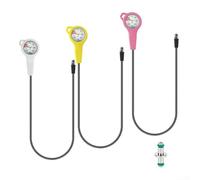 Scuba Diving Pressure Gauge, with Carbon Fiber Woven Hose, Luminous Dial, 7/16-20UNF Thread, 360-Degree Rotation, High Tensile Strength, 300 Bar Max Pressure(pink)